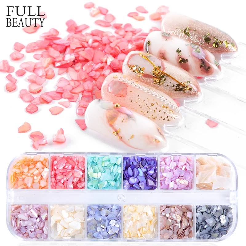 

12 Grid Mix Irregular Nail Glitter Flakes Powder Broken Shell Stone Sequins for UV Gel Sparkles Paillettes Nail Art Decor CH732