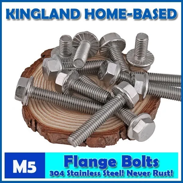 30 PCS M5 GB5789 Large Hexagon Hex Head Serrated Flange Bolts 304 Stainless Steel Home Improvement SUS304 Full Thread | Обустройство