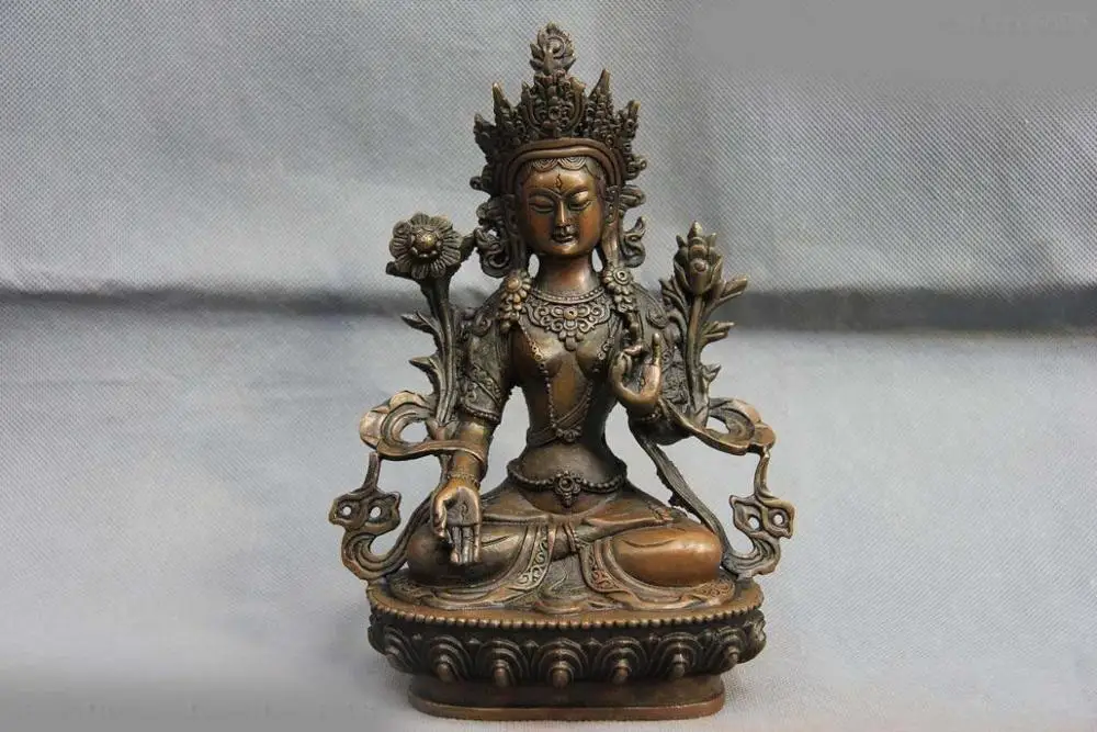 

Copper Bronze White Tara Guan Yin Kwan-yin Boddhisattva Goddess Buddha Statue SD 506