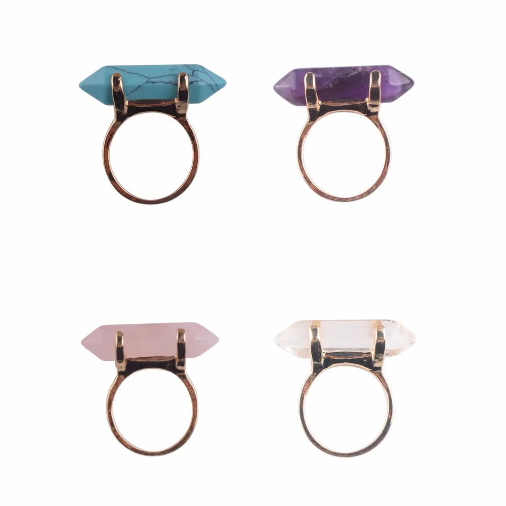 2016 New Amethyst finger ring opal rose quartz anillo natural stone rings for women anneau jewelry