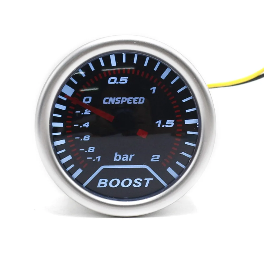 CNSPEED 2"52mm 12V Car Auto Turbo Boost Gauge 12 Bar Smoke Lens Car