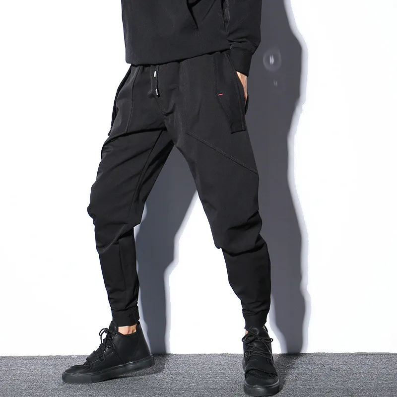 Men High Street Fashion Loose Casual Harem Pant Streetwear Hip Hop Joggers Sweatpants Male Spliced Black Cargo Trousers