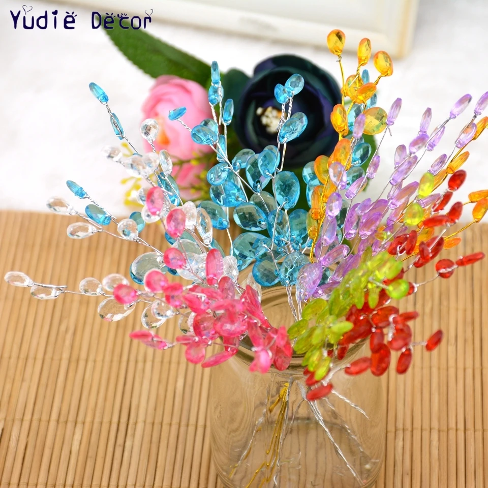 

50pcs/lot Valentine Gift MIni Artificial Plastic Rose Flowers Bouquet artificial crystal flowers for wedding car decoration