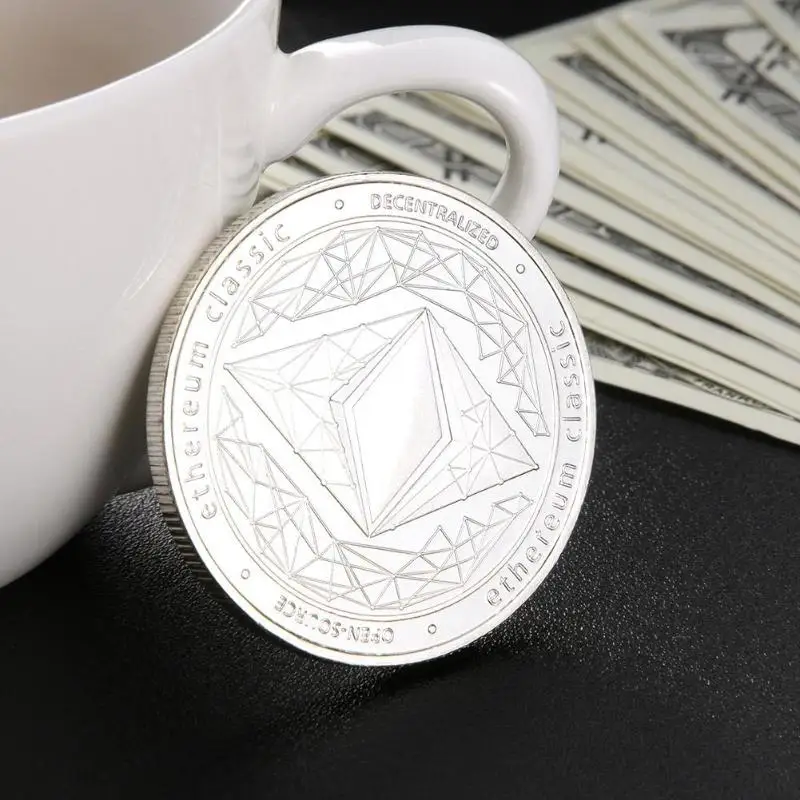 

Silver/Gold Plated Ethereum Coin commemorative Coin Litecoin Art Collection Gift Physical Antique Imitation Home Decoration