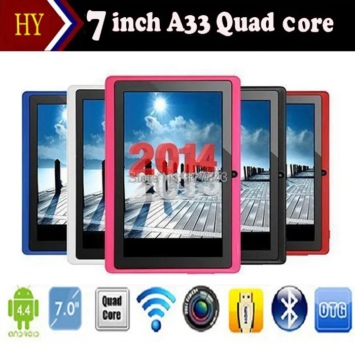 

7 Inch Allwinner Q88 A33 Tablet PC Quad core 512MB 8GB Android 4.4 800x480 Bluetooth External 3G 20pcs/lot DHL free shipping