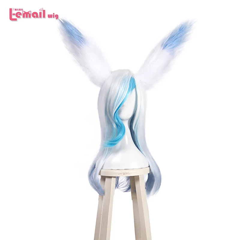 

L-email wig Game Character LOL Xayah Cosplay Wigs Mixed Color with Ears Heat Resistant Synthetic Hair Perucas Cosplay Wig