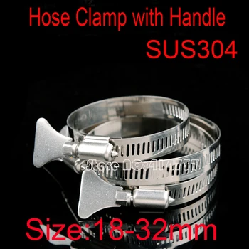 

10pcs/lot High Quality 18-32mm American Style Hose Clamp with Butterfly Handle 304 Stainless Steel hose hoops with handle