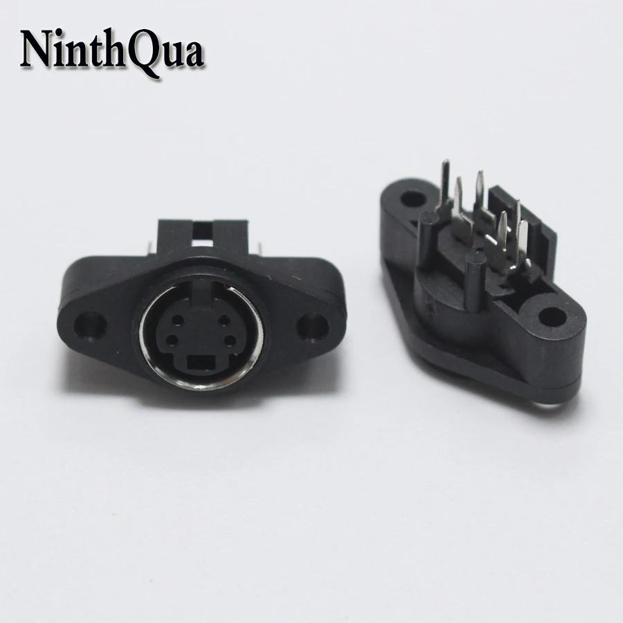 

2pcs DIN 4P Female Jack Cable Connector with Singal terminals & Hole PS2 MDC 4Pin Keyboard Mouse Solder Chassis Adapter