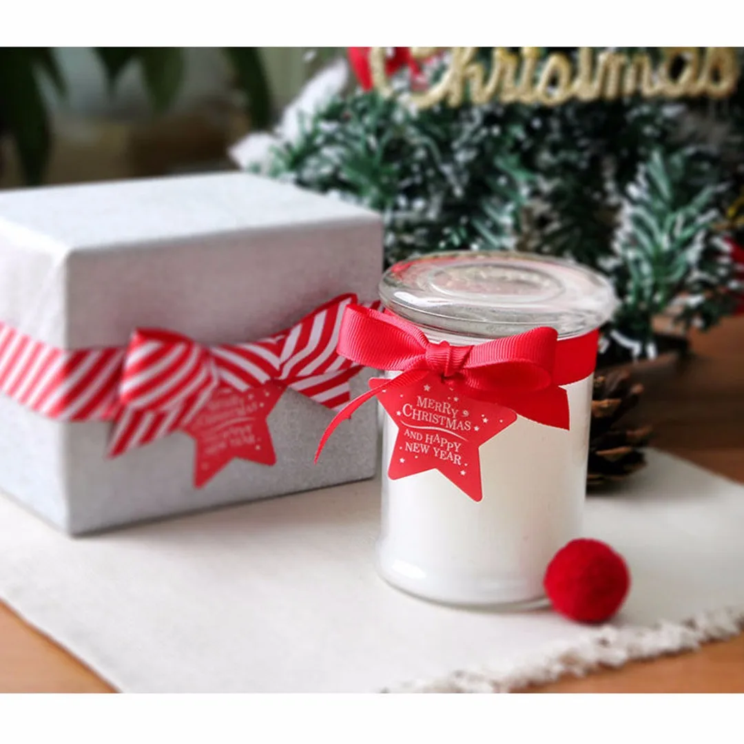 2018 New 25/50/100PCS Christmas Paper Gift Wrap Tags Label Xmas Decorative Bake Pack DIY