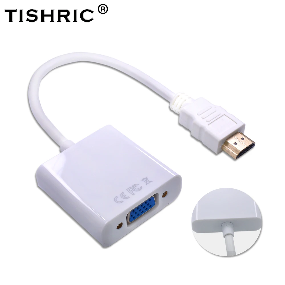 TISHRIC HDMI к VGA кабель адаптер папа к женскому видео конвертер 1080P цифро-аналоговый Золотой HDMI2VGA для ноутбука ПК проектор