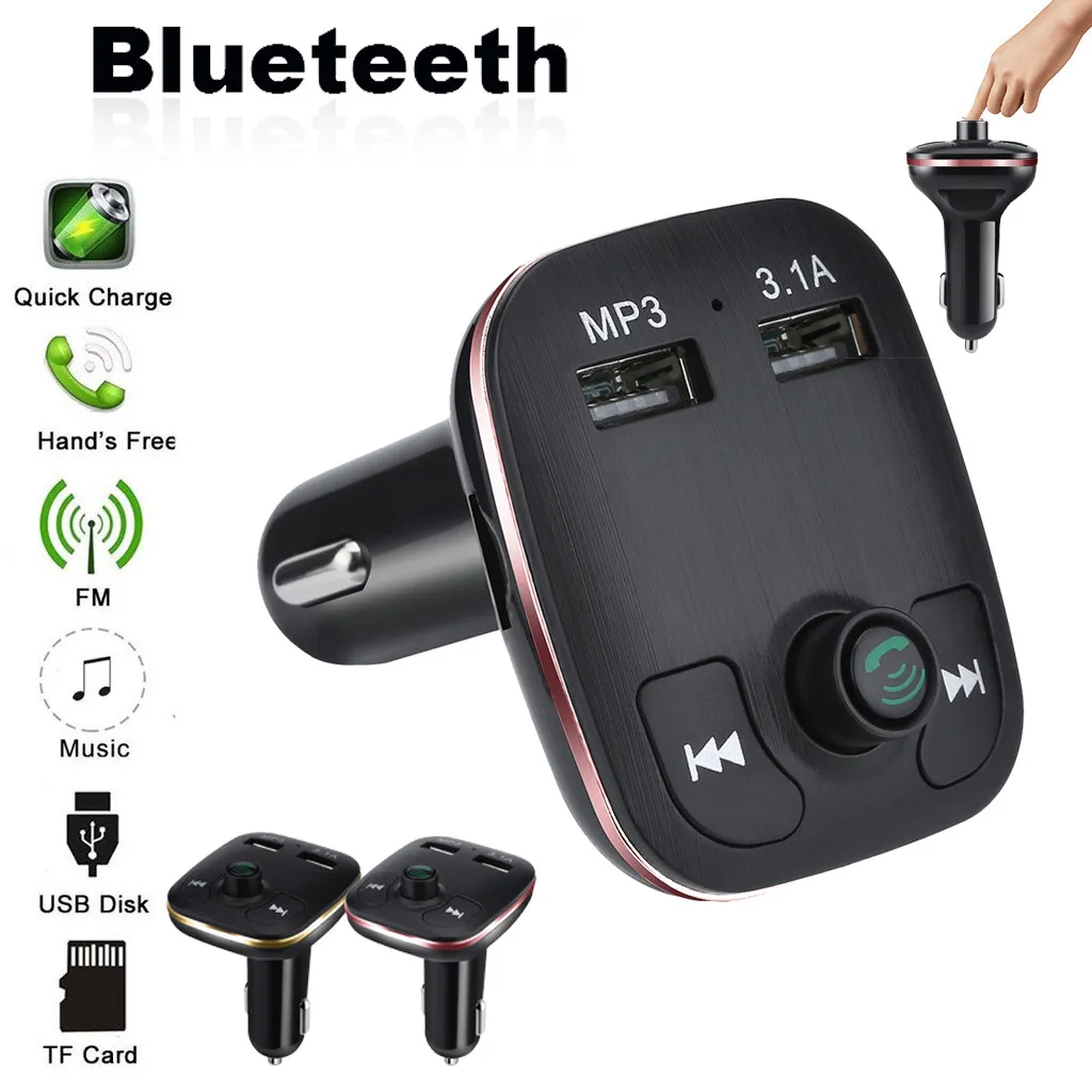 

Dual USB Port Car Bluetooth Car Charger Blueteeth Car Kit MP3 Player FM Transmitter Wireless Radio Adapter USB Charger#Y1