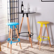 Твердый Деревянный Современный барный стул барный стол высокий стул Простой Модный кофейный стул ресторанный стул