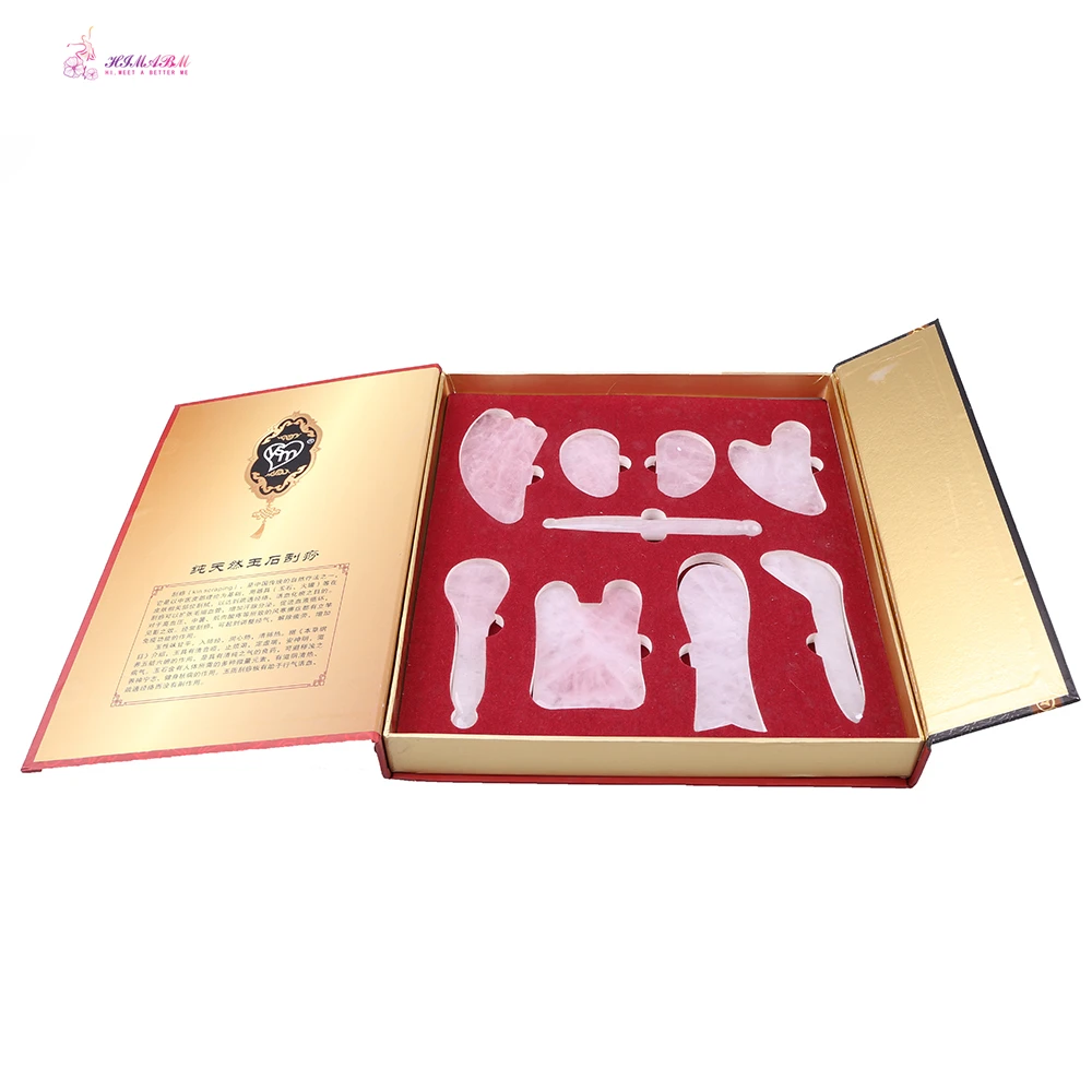 Various shape function green aventurine or rose quartz guasha tool set with retail box Various shape function green aventurine or rose quartz guasha tool set with retail box