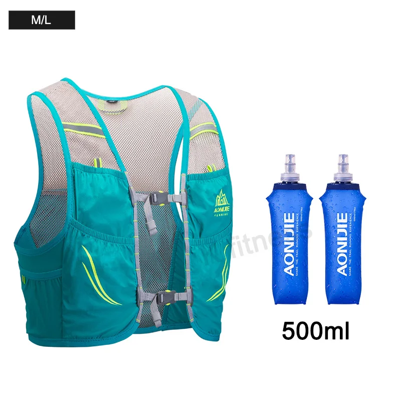 AONIJIE 500 л легкий рюкзак для бега, дышащий, для велоспорта, марафон, Сверхлегкий, для походов, спортивная сумка, мл, мягкая фляга - Цвет: Green-ML-500ML