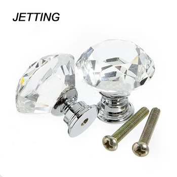 

JETTING 1pack/ 10Pcs Crystal Glass 30mm Diamond Shape Knob Cupboard Drawer Pull Handle Brand New