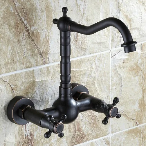 Black faucets bathroom sink faucet tap double handle Black antique brass tap bath faucet wall