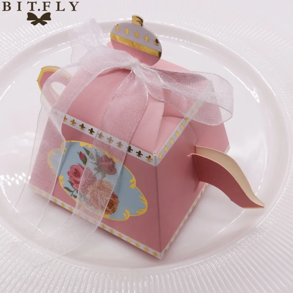Teapot Candy Box With Ribbon Gift Cake Candies Packaging Boxes For