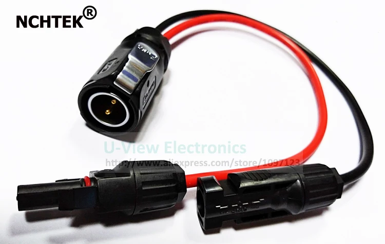 

NCHTEK MC4 Male & Female to LP-20 2Pin Male Aviation Solar Panel Wire Quick Battery Plug 10AWG Adapter Cable/Free shipping/1PCS