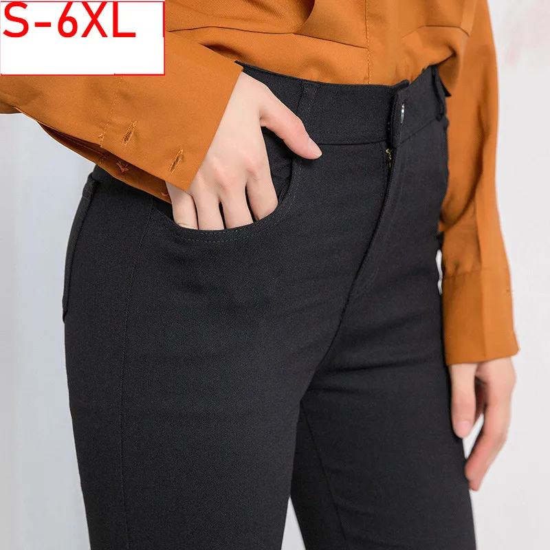 Черные женские облегающие джинсы, женские облегающие джинсы с высокой талией размера плюс 5XL, джинсовые Джеггинсы стрейч больших размеров для женщин|Джинсы|   | АлиЭкспресс