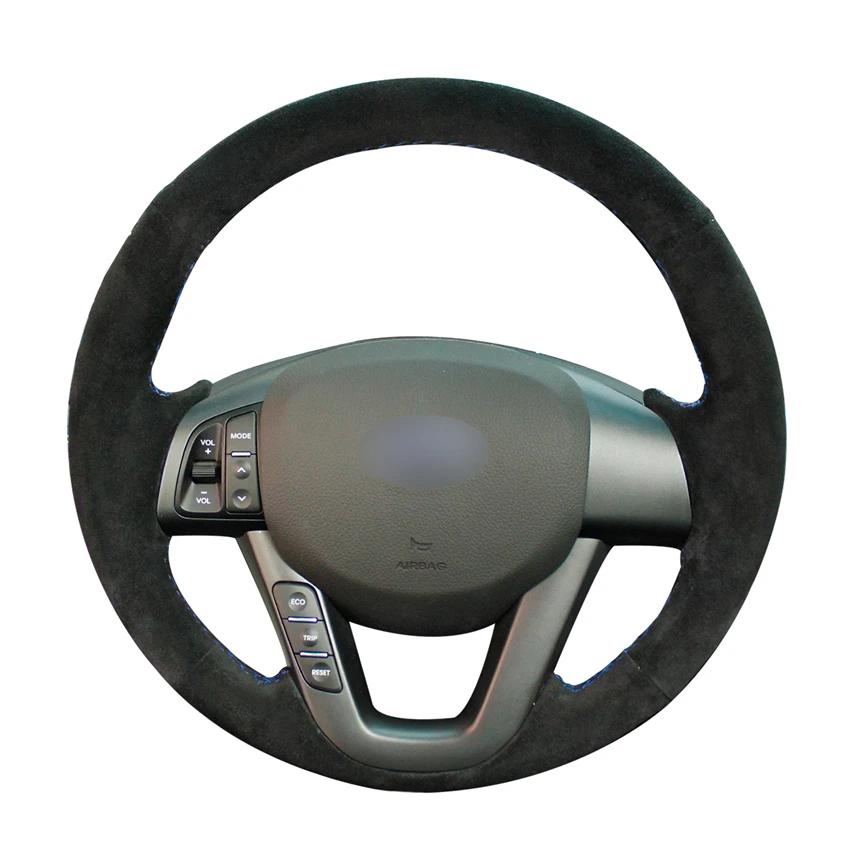 

Hand-stitched DIY Black Suede Car Steering Wheel Cover for Kia K5 Optima 2011 2012 2013