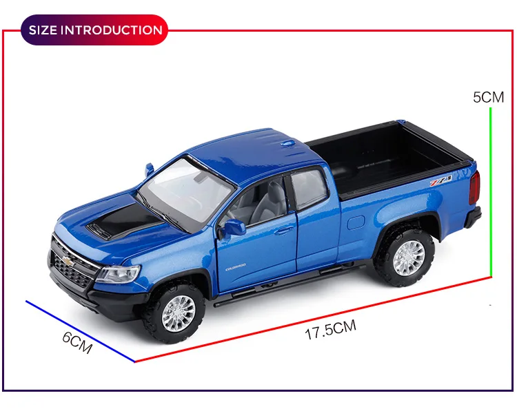 1:31 Chevrolet Colorado pick up сплав Diecasts транспортные средства модель автомобиля SUV со звуком светильник вытяните назад автомобиль игрушки для детей Подарки