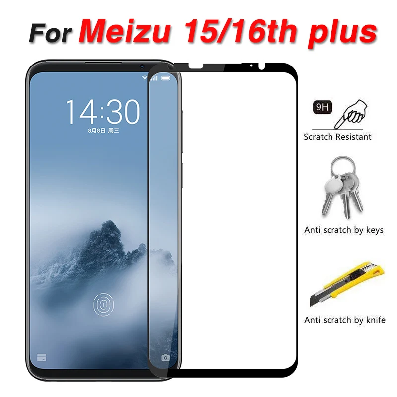 

For Meizu 16th 15 Plus v8 glass maisie tempered glas full cover screen protector 16 t h 15plus v 8 protective film 2.5d tremp
