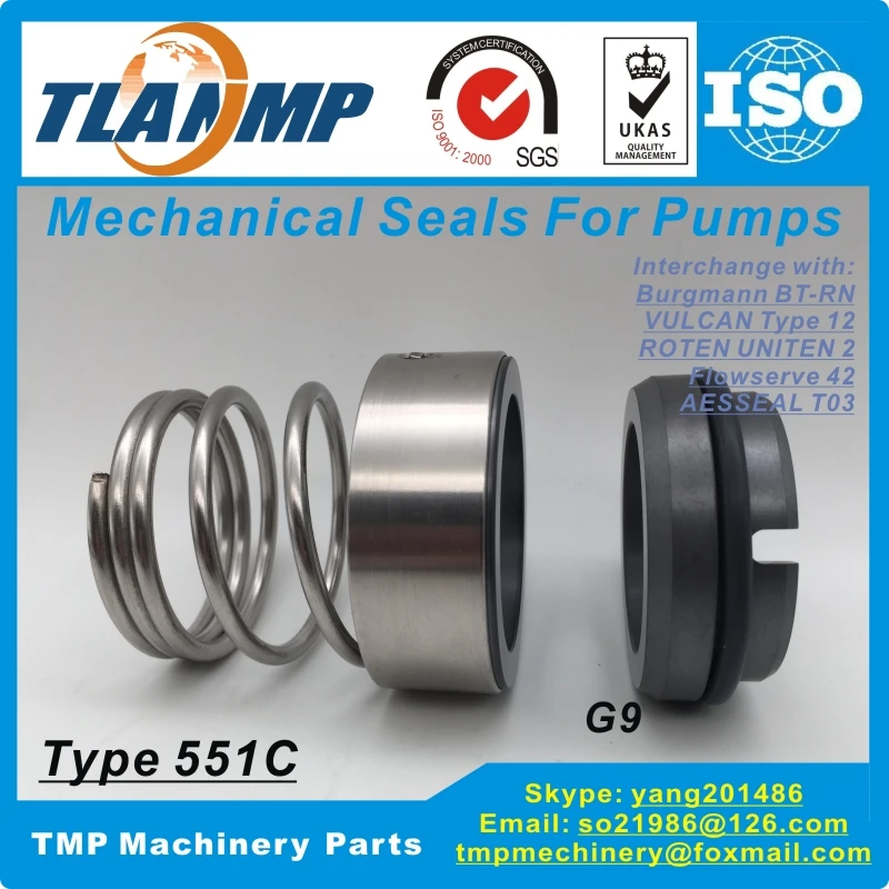 551C механические уплотнения со стационарным сиденьем G9(d = 14~ 35 мм)-Burgmann BT-RN, VULCAN 12, Flowserve 42, ROTEN R2, UNITEN U2, AESSEAL T03