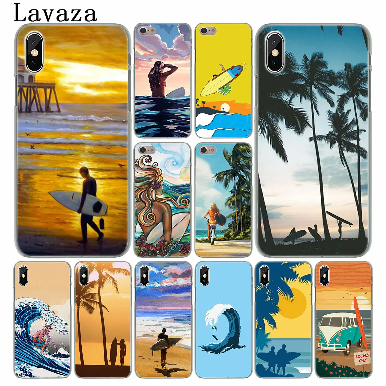

Lavaza surfboard surfing art surf Girl Hard Phone Case for iPhone XR XS X 11 Pro Max 10 7 8 6 6S 5 5S SE 4S 4 Cover