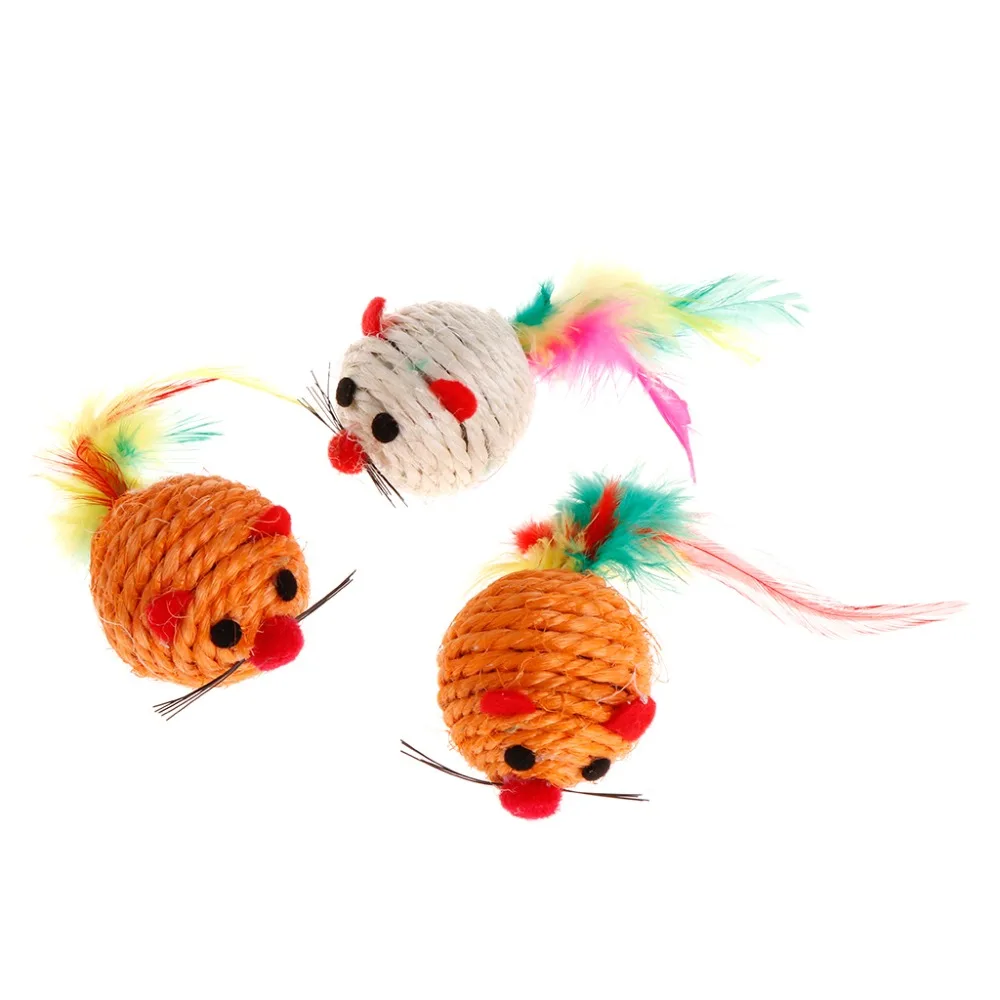 

Cat Toys False Mouse Ball Sisal Hemp Scratch Chew Resistance Pet Toy Dog Puppy Kitten Play Interactive Funny Feather Squeaky Sou