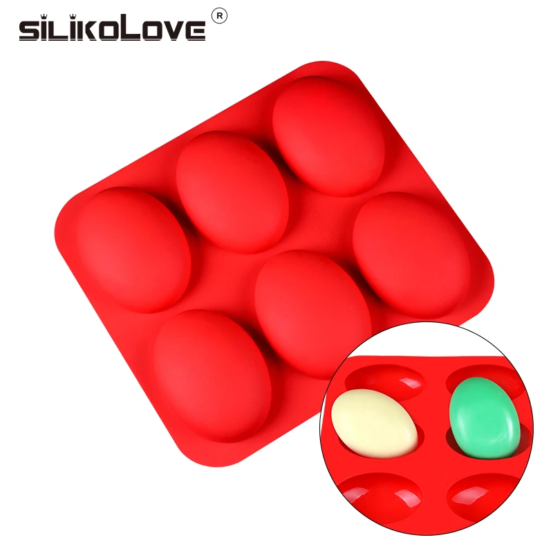 

SILIKOLOVE 6 Cavity Oval Soap Mold Reusable Silicone Handmade Soap Making Mould Home Craft Bathroom Soaps Maker