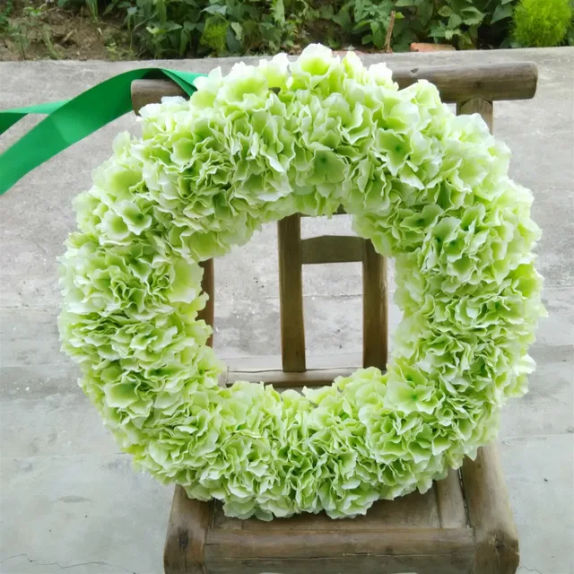 Light Green Hydrangea Round Garland Front Door Wreath 20 Inches Light Green Hydrangea Round Garland Front Door Wreath 20 Inches Wedding Party Birthday Decoration Flowers