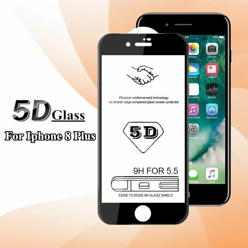 5D полный чехол для iphone 6 6 S 7 8 Plus X XS Max XR подходящий экран защитный закаленное стекло для I6 I7 I8 пленка - Цвет: For iPhone 8 Plus