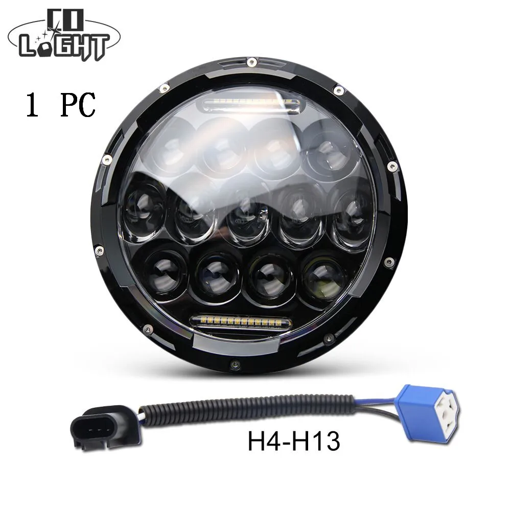 CO LIGHT 75W DRL 7INCH ROUND HEADLIGHT 75W H4 HIGH LOW BEAM INDICATOR LIGHTS FOR DAYTIME