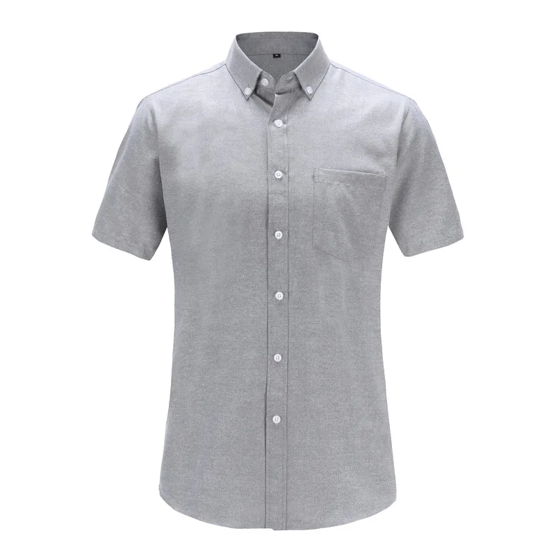 

Jeetoo 2019 New Summer Men Shirts Male Short Sleeved Oxford Solid Color Gray Wine Cotton Slim Fit Men's Business Casual Shirt