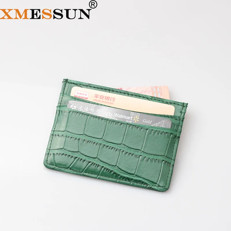 

Crocodile Leather Card Holder Cow Leather ID Credit Card Wallet Free Custom Name