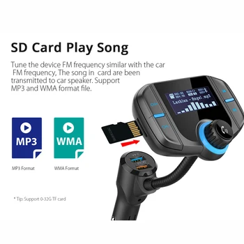 

New FM Transmitter Aux Modulator Bluetooth Handsfree Car Kit Car Audio MP3 Player with 2.4A Quick Charge Dual USB Car Charger