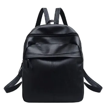 

High Quality PU Leather Women Backpack Solid School Bags For Teenager Girls Casual Women Black Backpacks Mochila Bolsas
