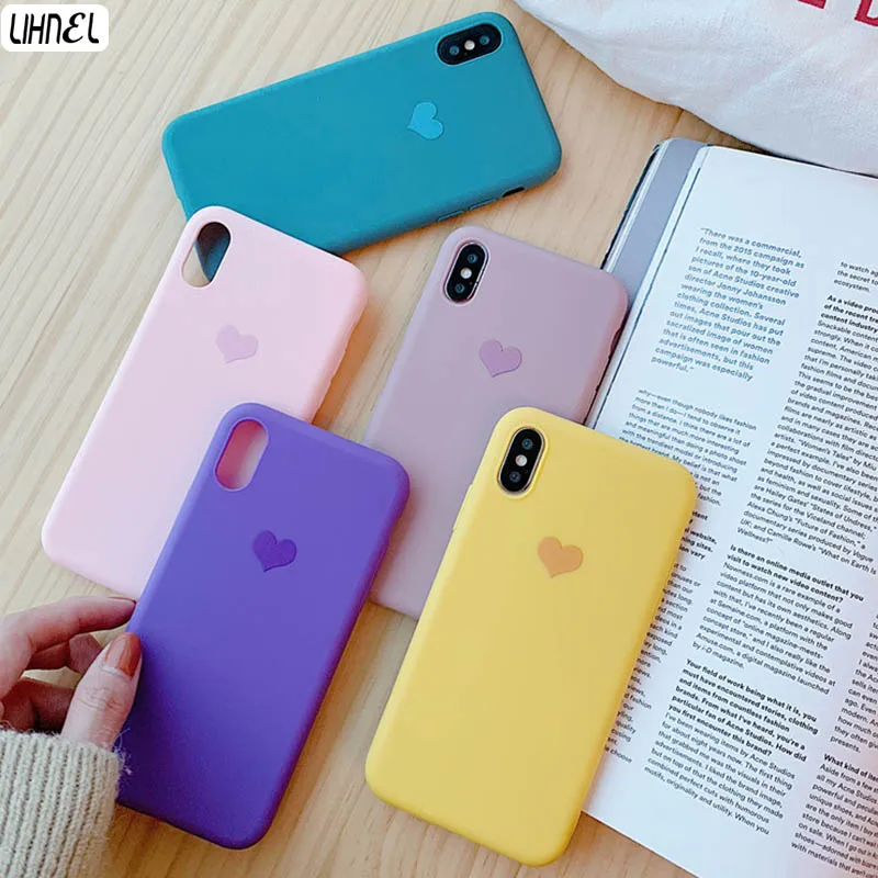 

Silicon Case for iPhone XS Max Matte Frosted Love Hearts TPU Cases for iPhone 6 6splus 7 7Plus 8 8Plus X XS Max XR Bolsos Fundas