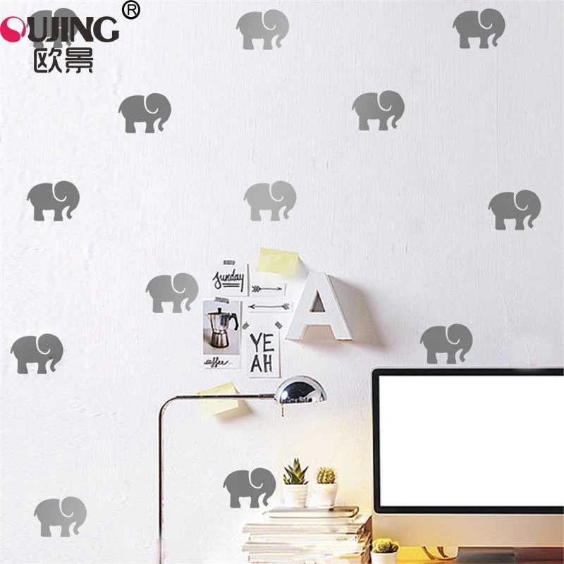 

6.5*8.5cm*9pcs Cartoon Animal Little Elephant Wall Sticker For Kids Baby Room Nursery Poster Home Decor Child Gift PVC Art Mural