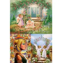 Милая роспись с эльфом комплекты номеров льняной холст+ экологичные, акриловые краски+ высокая эластичная щетка Настенный декор