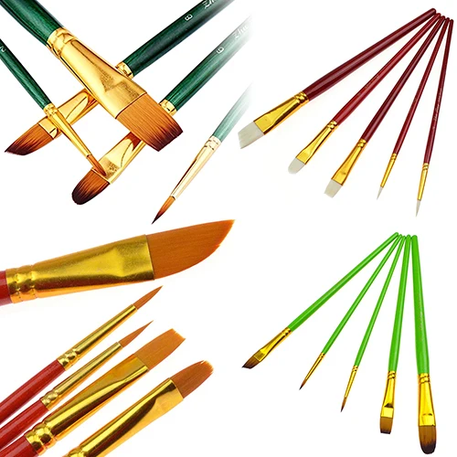 5 Pcs Nylon Hair Gouache Brushes Set Acrylic Professional Artist