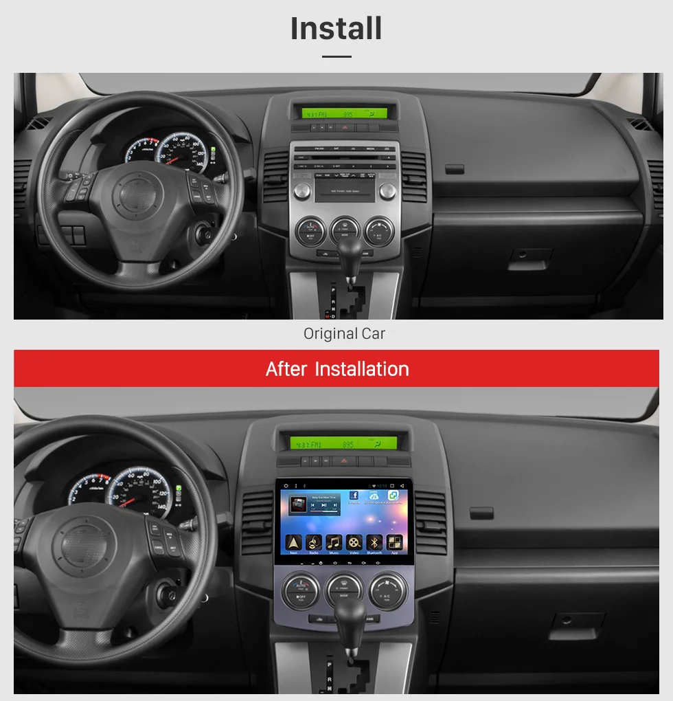 Discount Seicane Android 7.1 9 inch full Touchscreen Car GPS Navigation Bluetooth Radio for 2005-2010 Old Mazda 5 with 8 core 32G FM WIFI 4