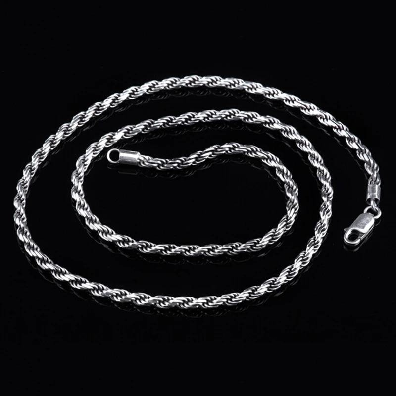 3MM S925 Sterling Silver Chain 100 Pure Silver Chain Necklace Thai