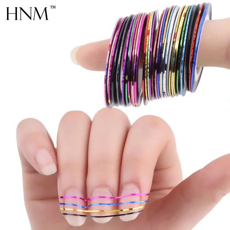 

HNM 10/20/30pcs Mixed Colors Nail Rolls Striping Tape Line DIY Nail Art Tips Decoration Sticker Nails Care Gel Polish Decoration