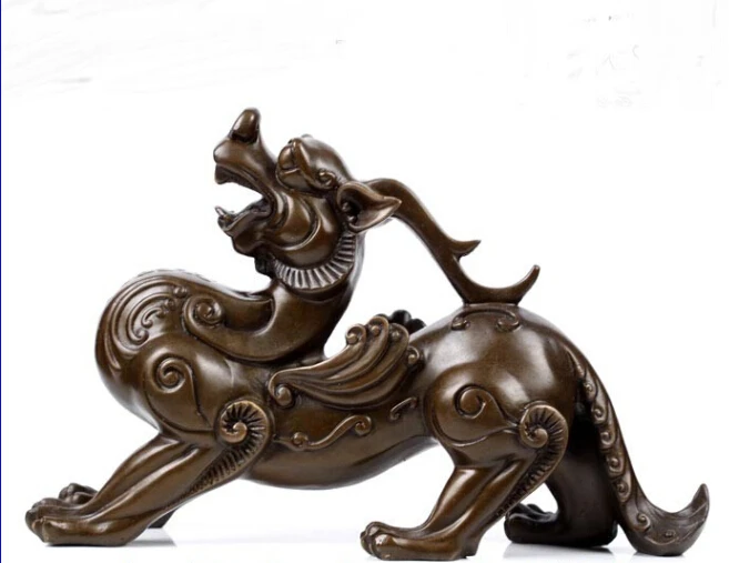 

DJ50 8" China Bronze Copper Auspicious Pixiu Brave troops Statue
