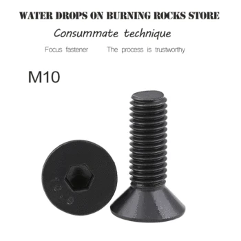 

M10 10pcs/Lot DIN7991 Metric Black Grade 10.9 Alloy Steel Countersunk Flat Head Hex Socket Cap Screw Bolt m10 bolts,nail