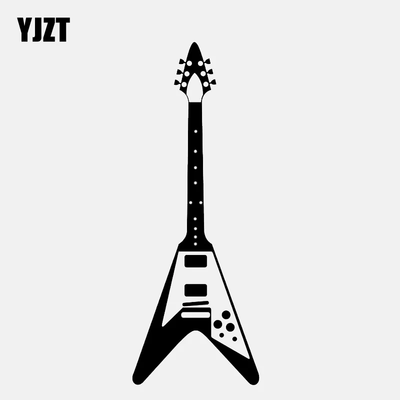 

YJZT 5.1CM*13.8CM Fashion Guitar Inspired Music Rock Vinyl Black/Silver Car Sticker C22-0631