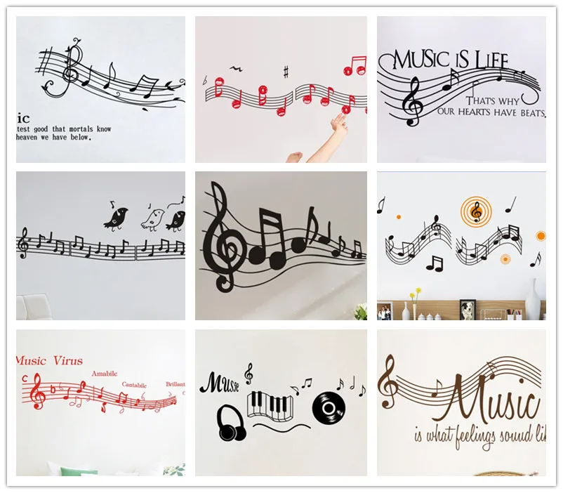 

Music Note Staff Piano Guitar Bar Classroom School Wall Sticker Home Decals Wall Decor For Home Decoration Kids Rooms Wallpaper