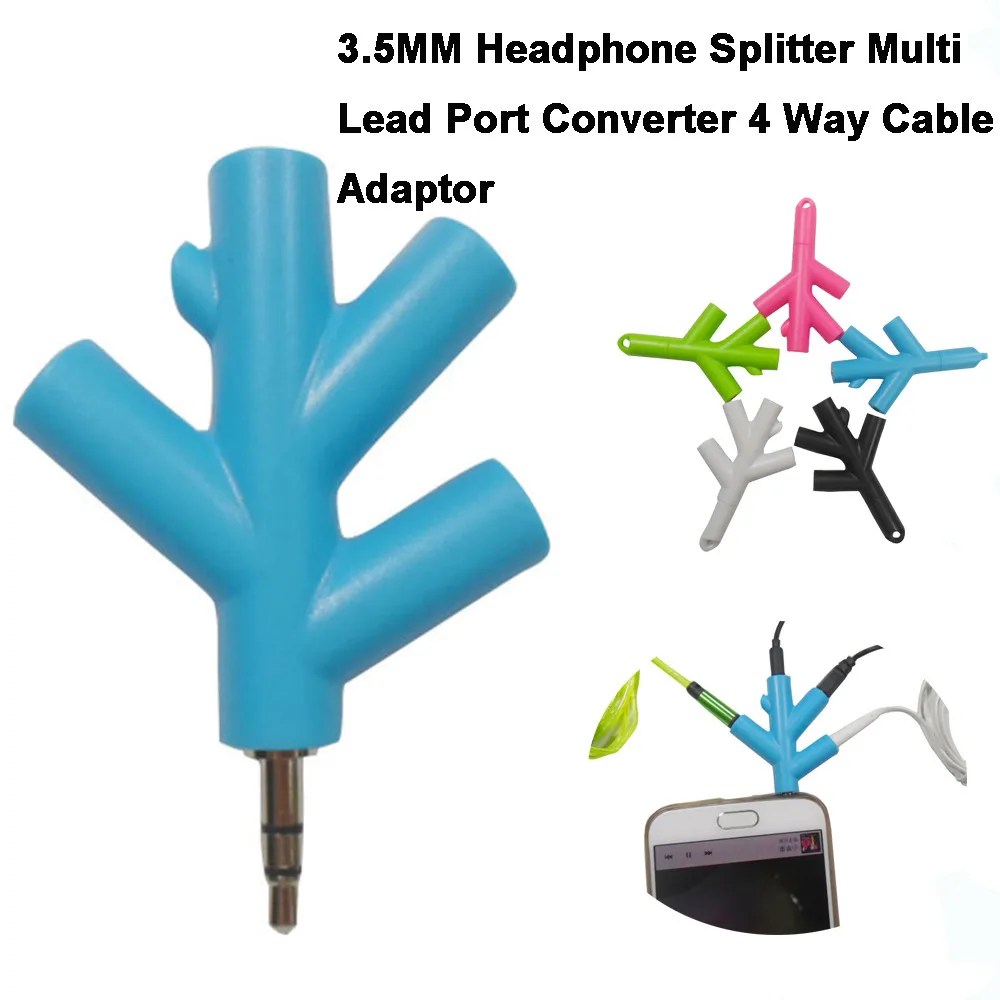 

3.5mm 4 Port Aux Multi Headphone Audio Splitter Lead Adapter Converter 1 Male to 2 3 4 Female Cable Headphone Jack Splitter 2018
