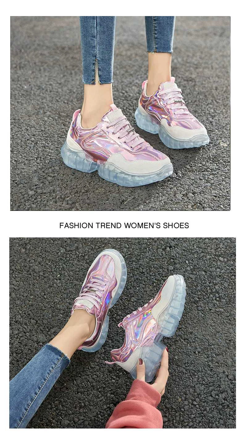Женская Повседневная Вулканизированная обувь; Новинка; модная брендовая обувь для девочек; женские блестящие кроссовки с перекрестной шнуровкой и блестками; женская обувь на платформе